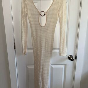 Elegant Cream Long Sleeve Dress